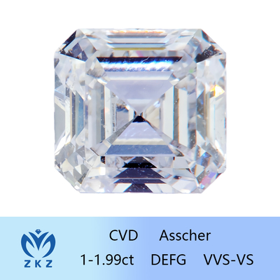 الصناعية مربع الشكل 1ct نطاق CVD Asscher قطع مختبر نمت الماس عديم اللون
