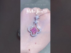 أربعة أوراق النخلة ليلي قطع المختبر صنع الماس الملون خطوبة المجوهرات قلادة الماس معلقة