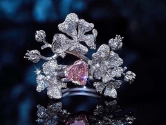 تصميم المجوهرات اللون الوردي المختبر النضج الماس الخواتم تصميم فاخر للحفلات شكل القلب خاتم الماس