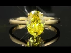 HPHT 1.59ct أسلوب كلاسيكي بيضاوي أصفر مختبر نمت خاتم الماس 18k الذهب